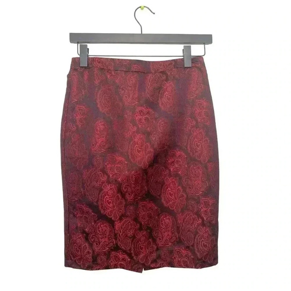 Papillon stunning burgundy/black  pencil skirt - Picture 1 of 6